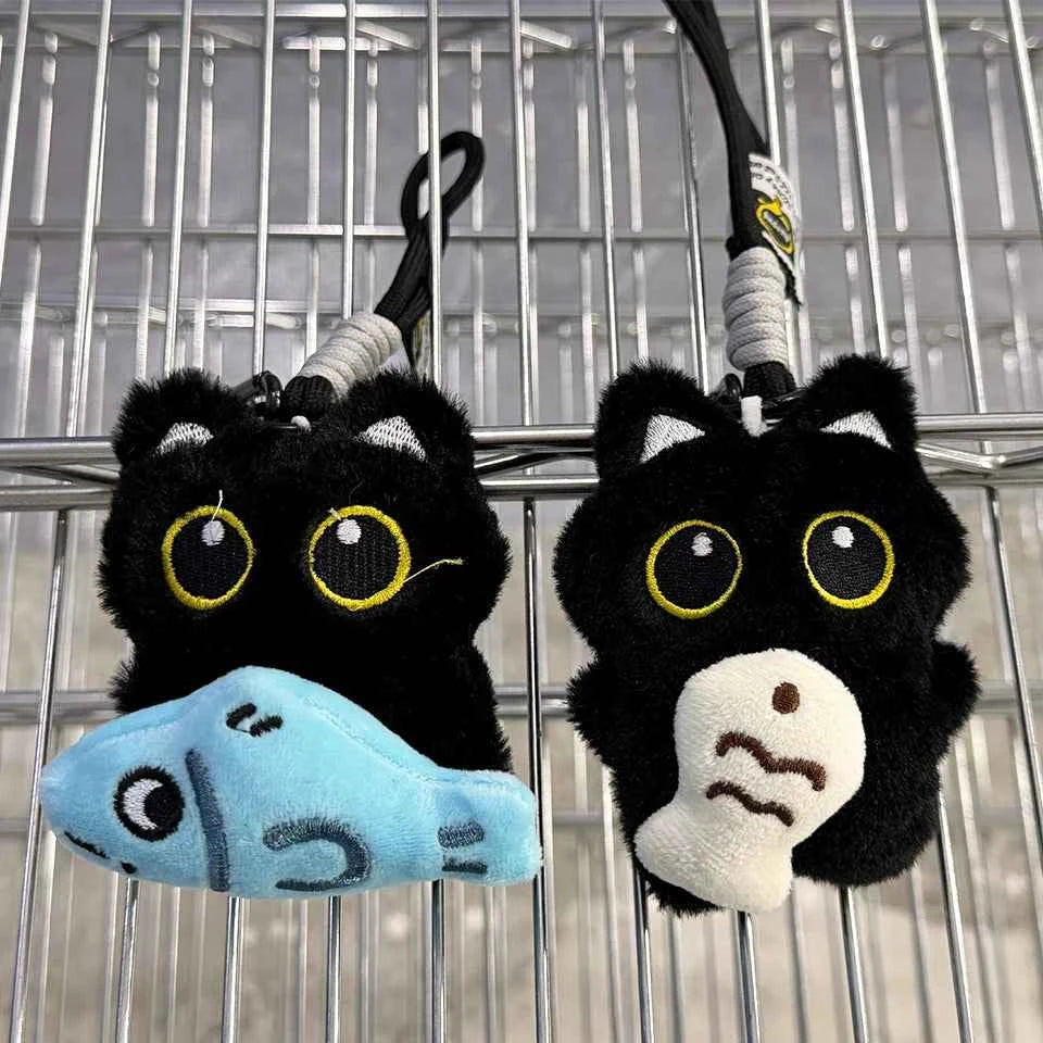 6/1pcs Cute Plush Black Cat Doll Toy Keychain Bag Pendant Charms Kawaii Keyring Accessories For Women Couples Gift