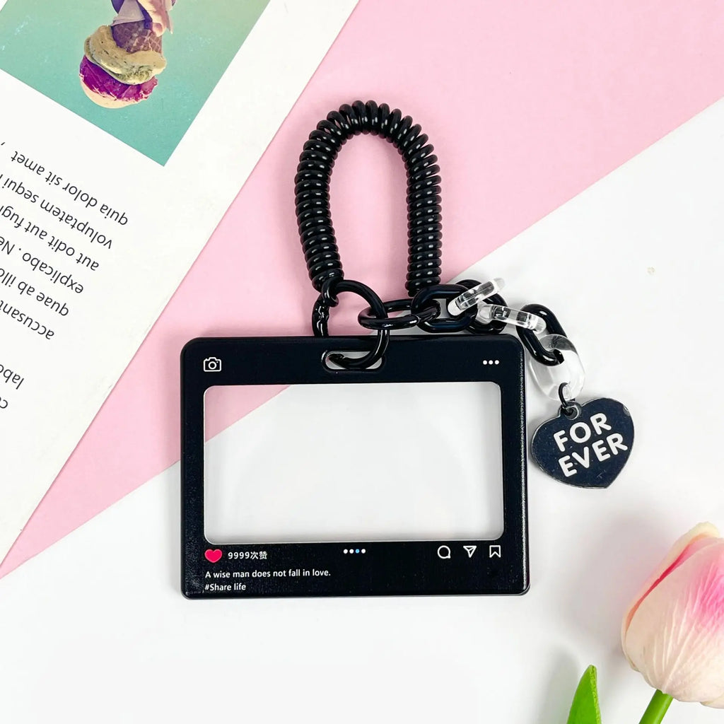Cute dialog box transparent card cover student cartoon slider card pack game card ID card set pendant anti-lost
