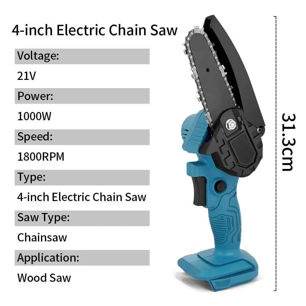 4/6 Inch Cordless Mini Chainsaw Rechargeable Woodworking Garden Pruning Saw Wood Cutter Saws Power Tools for Makita 18V Battery