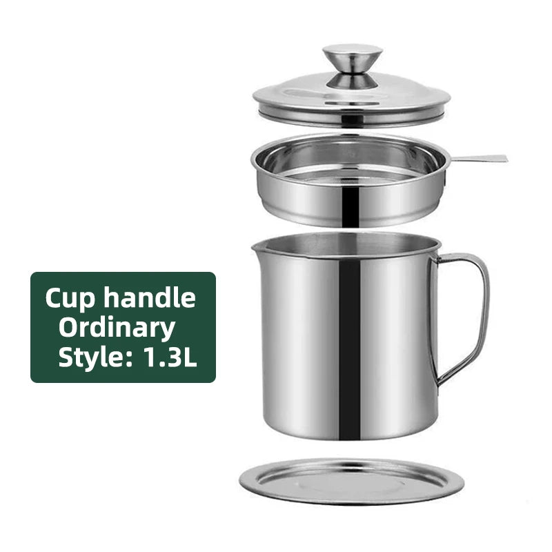 Stainless Steel Oil Strainer Pot Container Jug Storage Can With Filter Cooking Oil Pot For Kitchen Household Tools