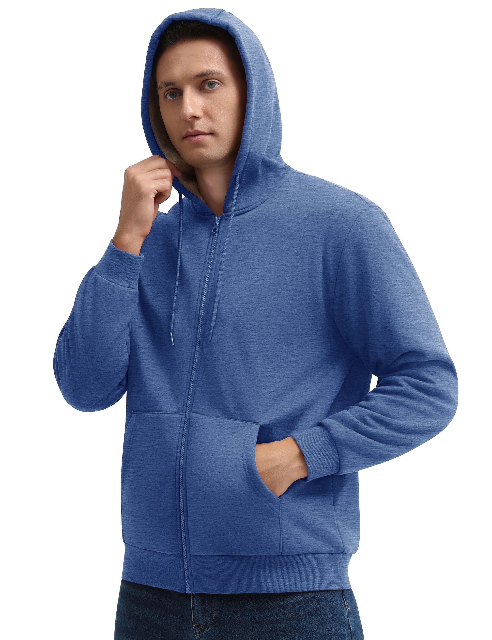 TACVASEN Men's Zip Up Hoodie Sherpa Lined Hooded Sweatshirt Winter Heavyweight Hoodies Warm Thick Fleece Jacket Casual Outwear
