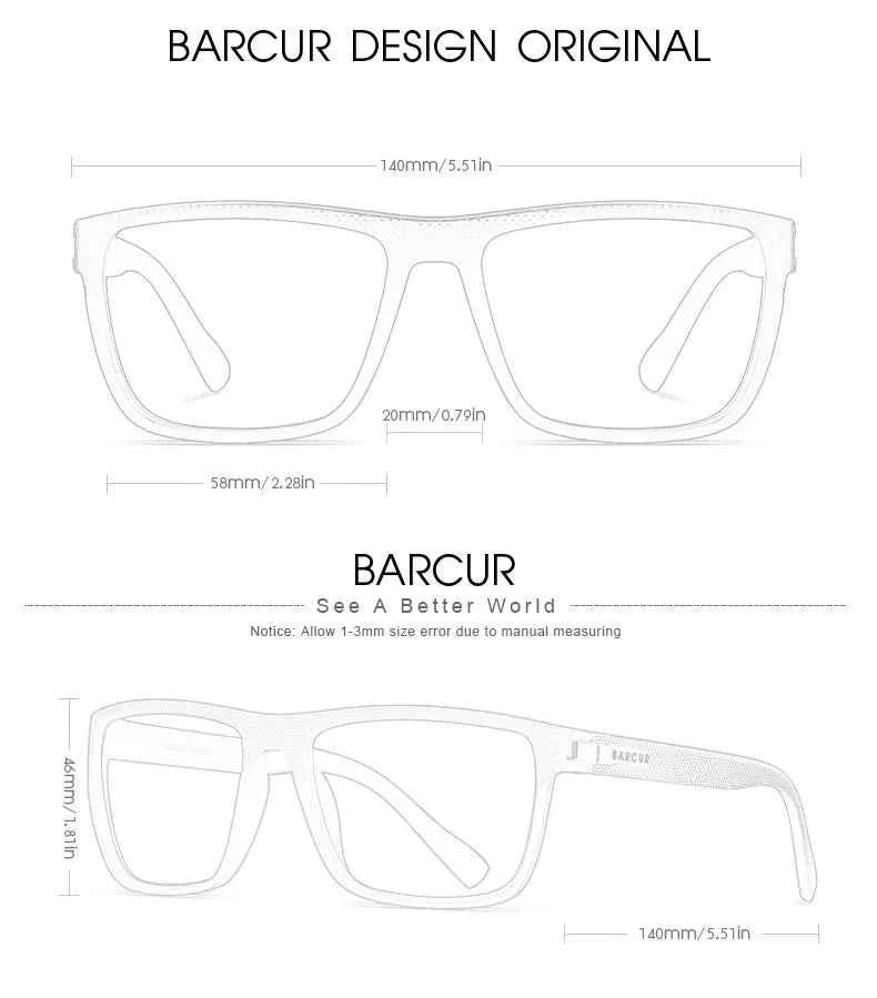 BARCUR Design TR90 Sunglasses Men Polarized Light Weight Sports Sun Glasses Women Eyewear Accessory Oculos UVAB Protection
