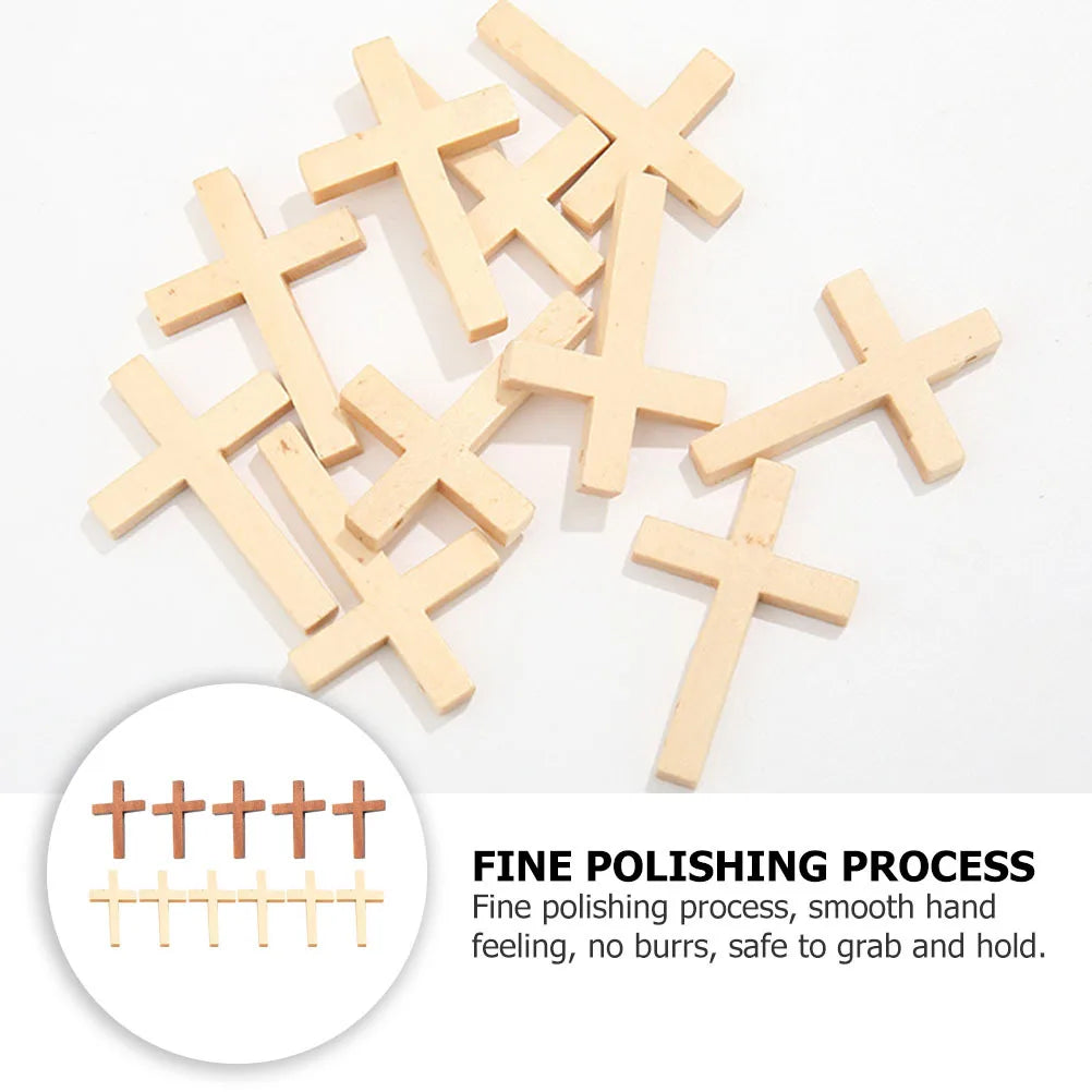 20Pcs Small DIY Cross Decor Premium Wood Material Wall Hanging Craft for Living Room Bedroom Ornament DIY Wooden Cross
