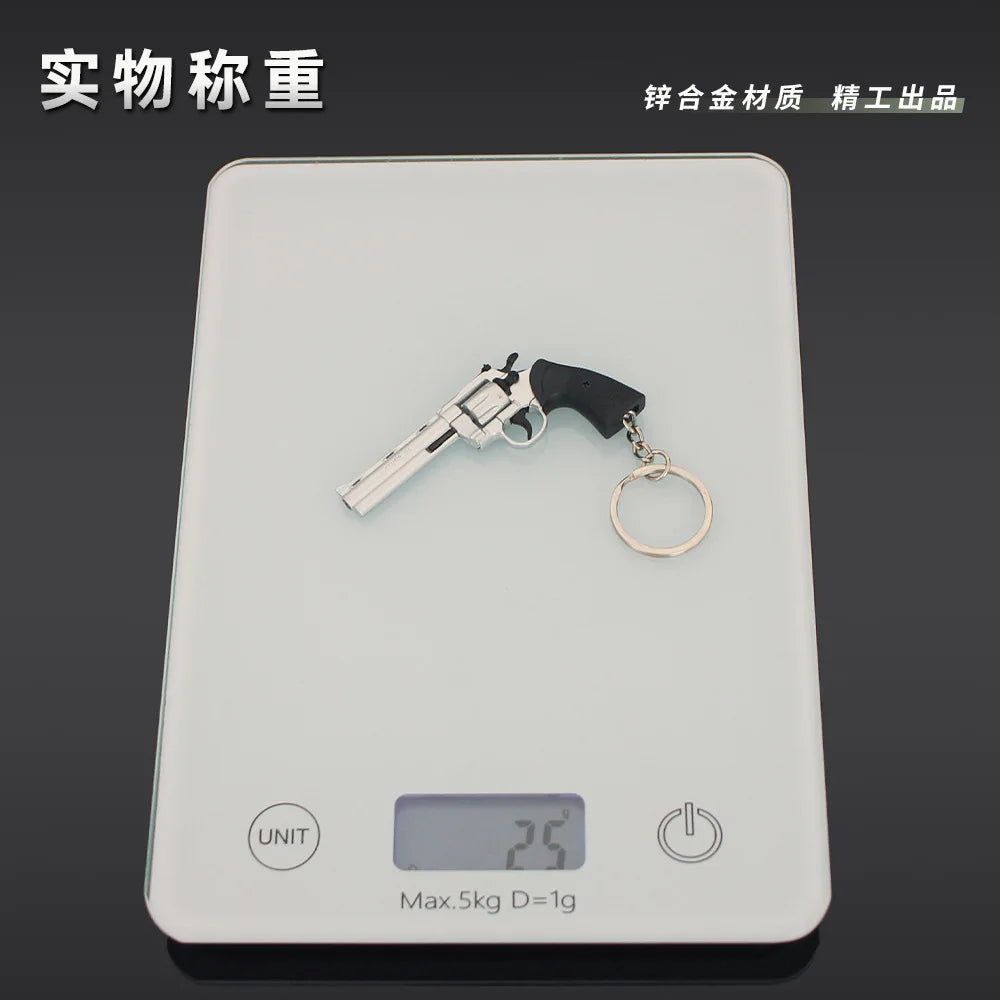 7cm Detachable Colt 357 Revolver Metal Gun Keychain Model Military-themed Keyrings Car Keychain Fashionable Men Accessories