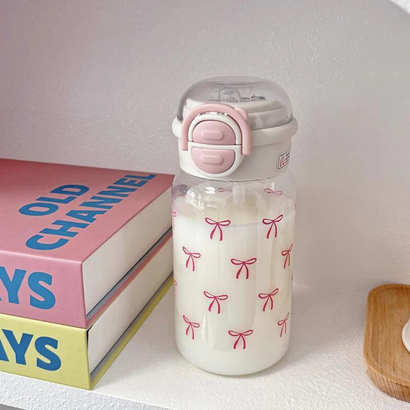 Cute Water Bottle With Straw Portable Plastic Cover Water Cup For Kid Kawaii Bottle Water Leak-Proof Cute Drinking Bottle