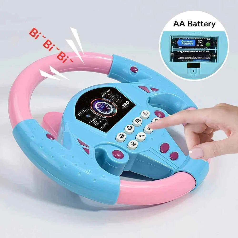 Eletric Steering Wheel Toy with Light Sound for Baby Kids Educational Portable Simulated Driving Steering Wheel Vocal ToysToys