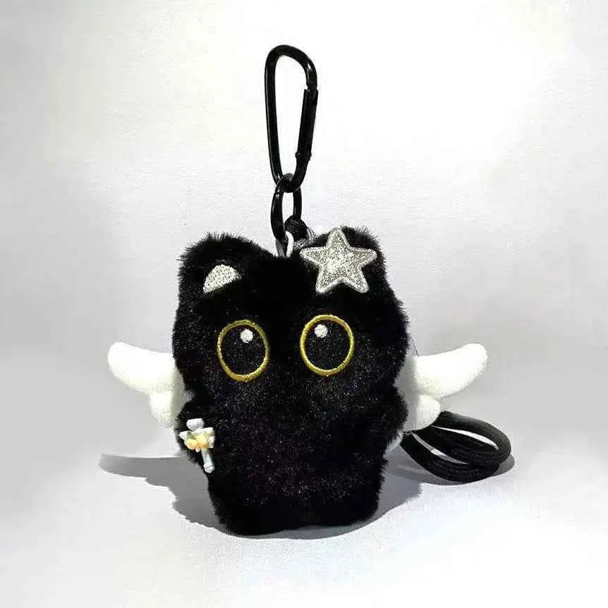 6/1pcs Cute Plush Black Cat Doll Toy Keychain Bag Pendant Charms Kawaii Keyring Accessories For Women Couples Gift