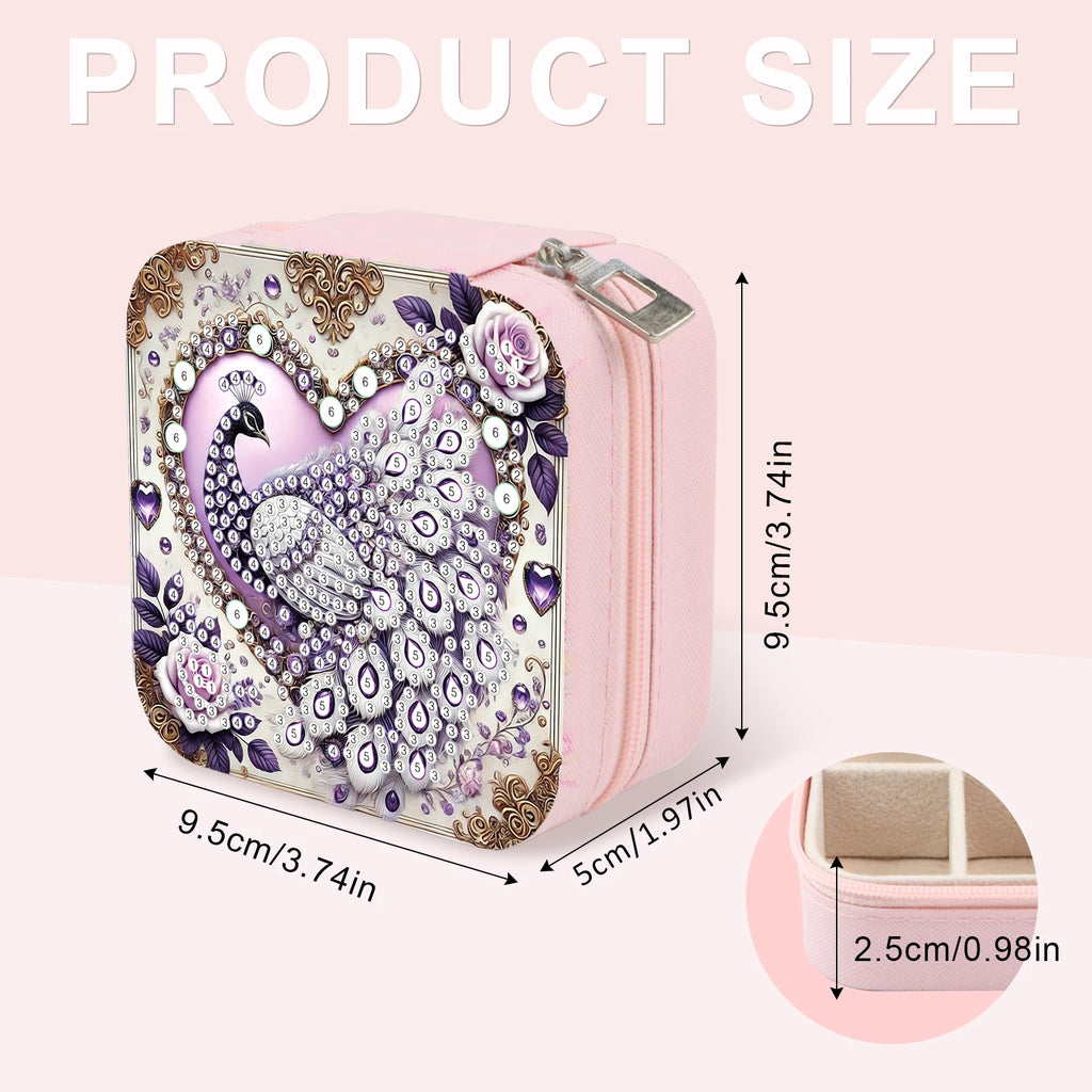 Diamond Art Painting Jewelry Organizer Box kit,DIY Peacock Jewelry Box for Adults, Portable Jewelry Case Jewelry storage Gifts