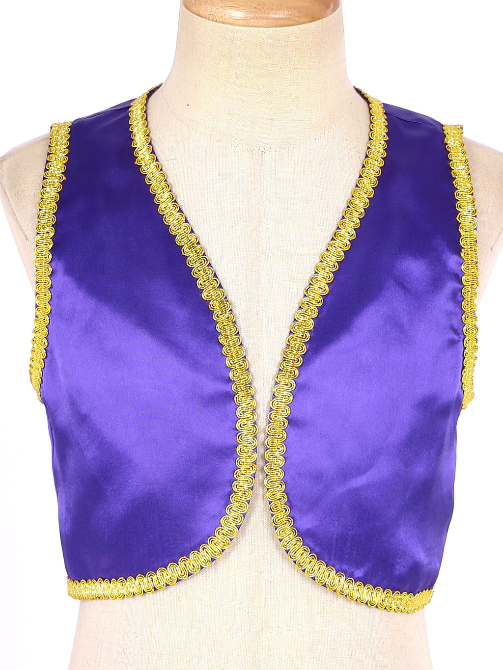 Children Boys Arabian Prince Costume Genies Vest Open Front Golden Genies Waistcoat for Party Halloween Cosplay Fancy Dress Up