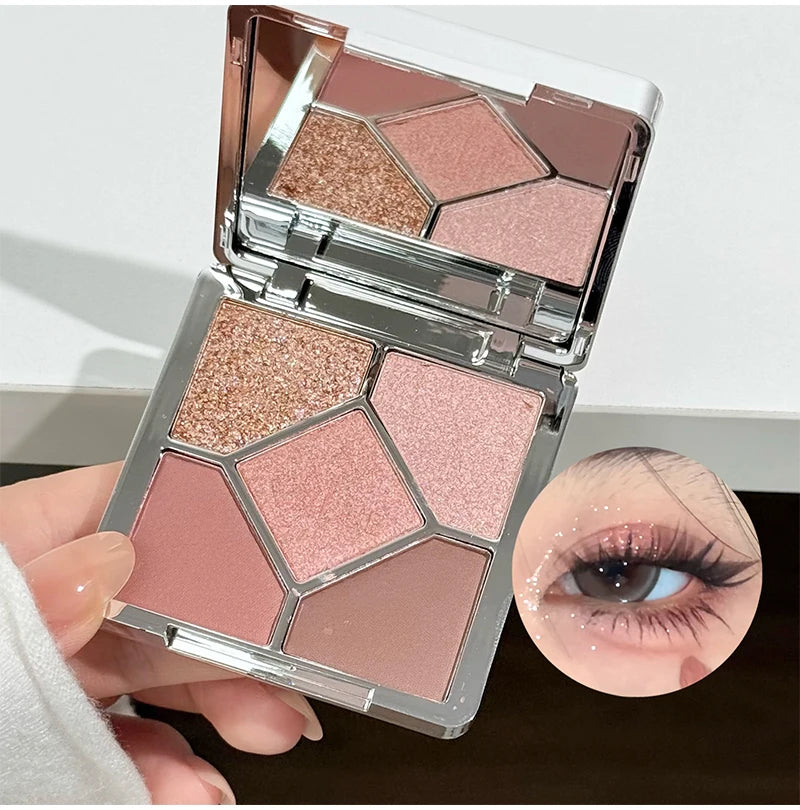5 Colors Eyeshadow Palette Purple Glitter Pearlescent Matte Eye Shadow Shimmer Makeup Long Lasting Women Beauty Eye Cosmetics