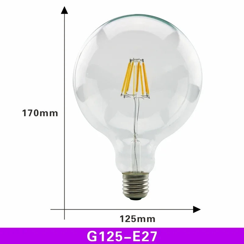 LED Retro Edison Bulb E14 E27 AC 220V 2W 4W 6W 8W Vintage Glass Lamp C35 G45 A60 ST64 G80 G95 G125 Led Filament Light Home Decor