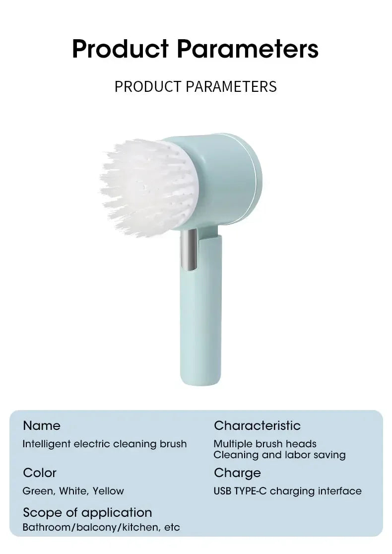 New Cordless Spin Scrubber Electric Rechargeable 5 in 1 Brush Heads for Bathroom Kitchen Tile Grout Shower Car Deep Clean