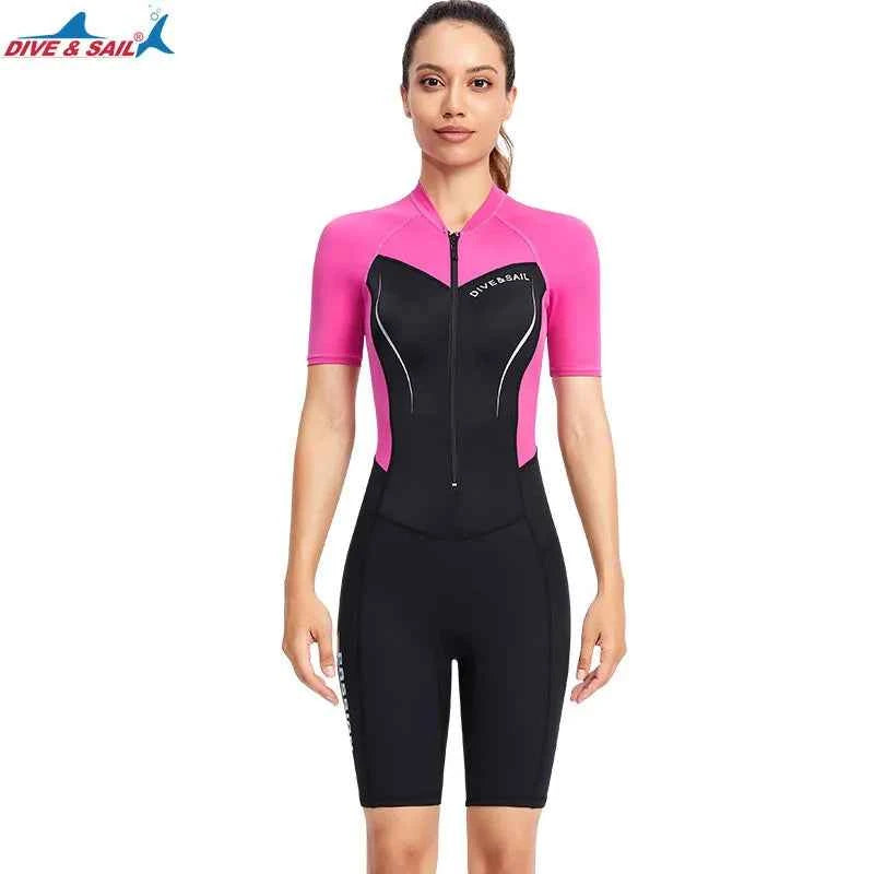 Men Women New Couple Diving Suit One-piece Sunscreen Swimsuit Short-sleeved Shorts 1.5mm Snorkeling Surfing Warm Shorty Wetsuit