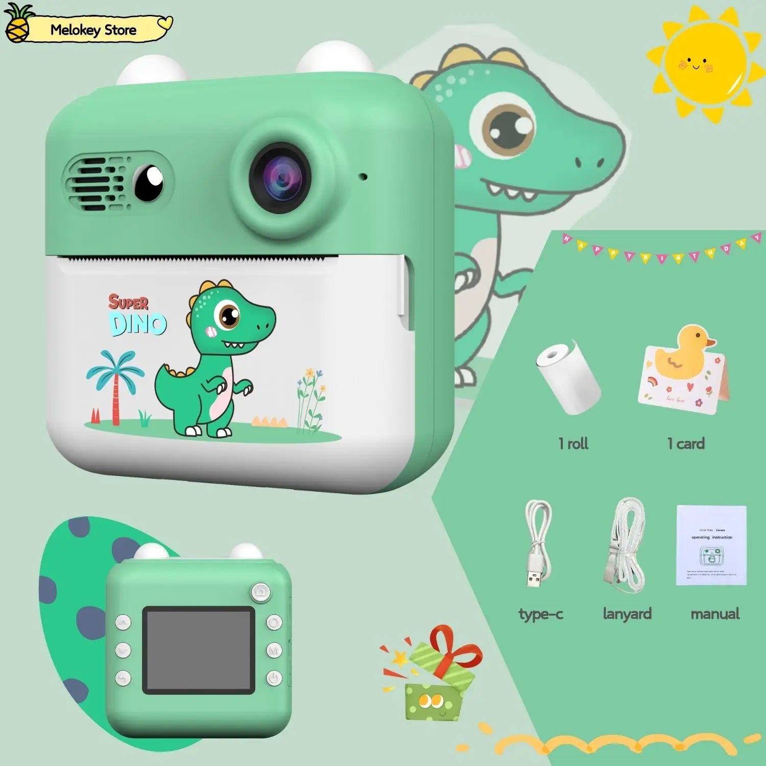 Kids Photo Camera Printer with Game Cute Bunny Mini Digital Video Child Instant Print Camera 4-12 Years Kids Girls Boyes Gifts