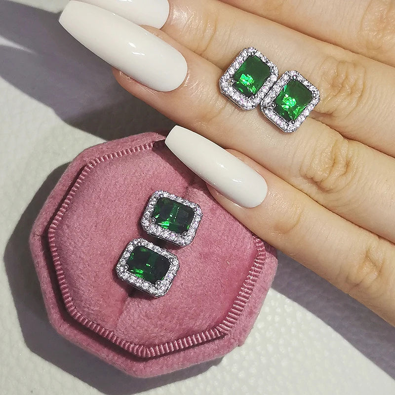 2023 New Arrivals Fashion Luxury silver color korean Zircon Stud Pink Earing Earrings For Women Girl Party Gift Jewelry Z7