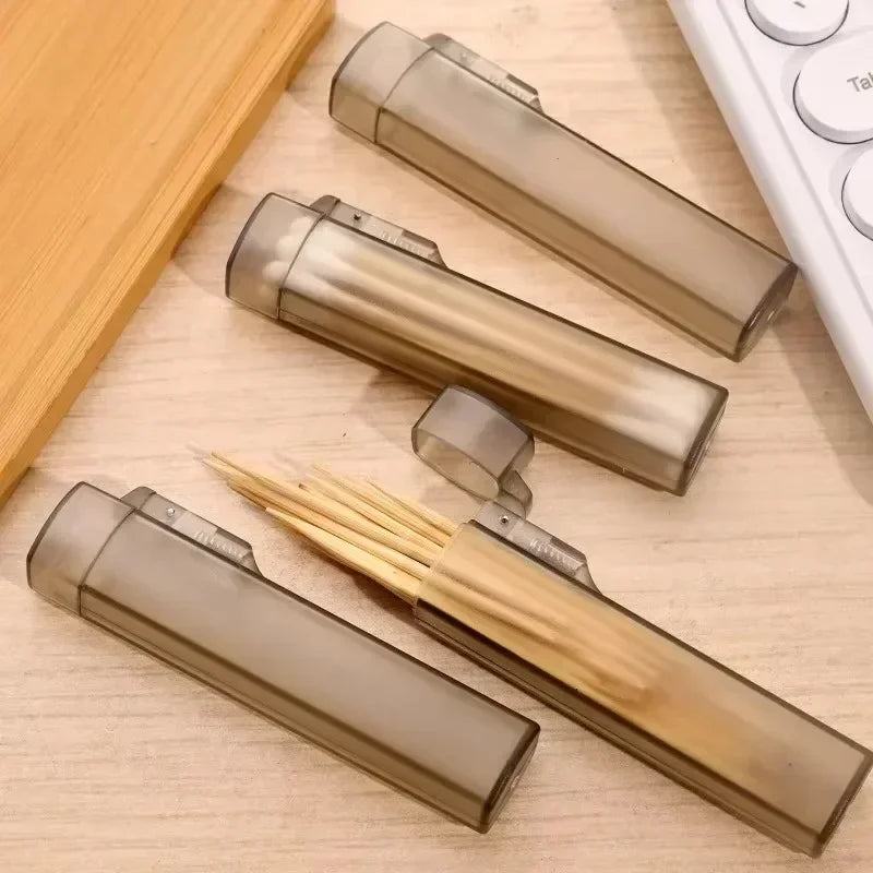 Clear Travel Toothpick Case Reusable Cotton Swab Holder Portable Storage Box
