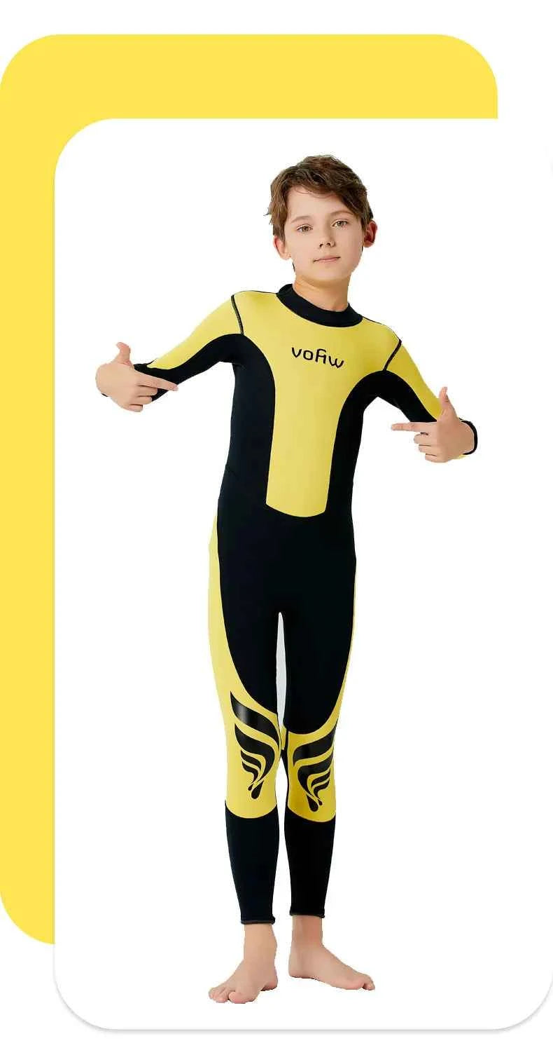 Children's 3mm Neoprene Wetsuit Long Sleeves Back Zipper Snorkeling Swimming Surfing Suit Kid's Swimsuit Water Sports Swimwear