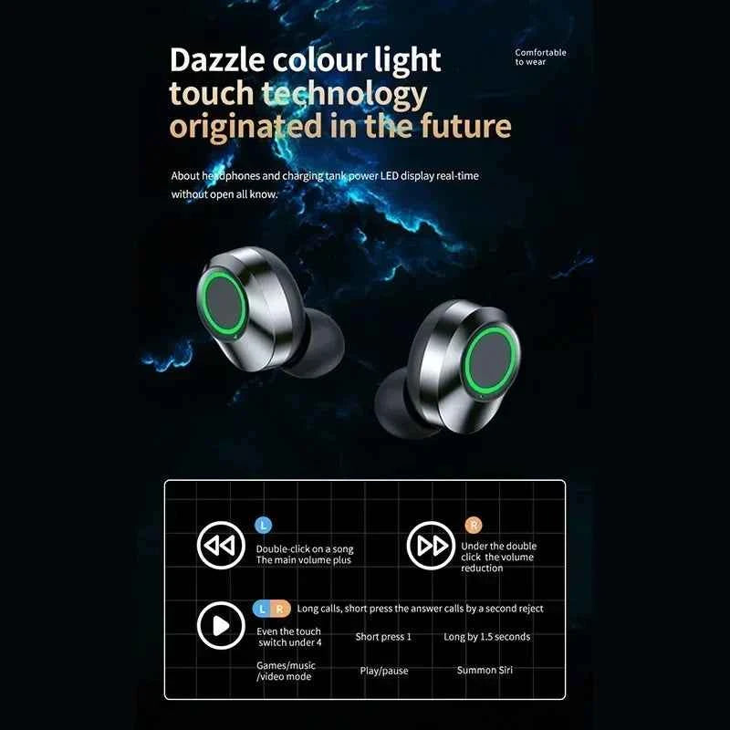Wireless Bluetooth Earbuds With Mic – LED Display Case