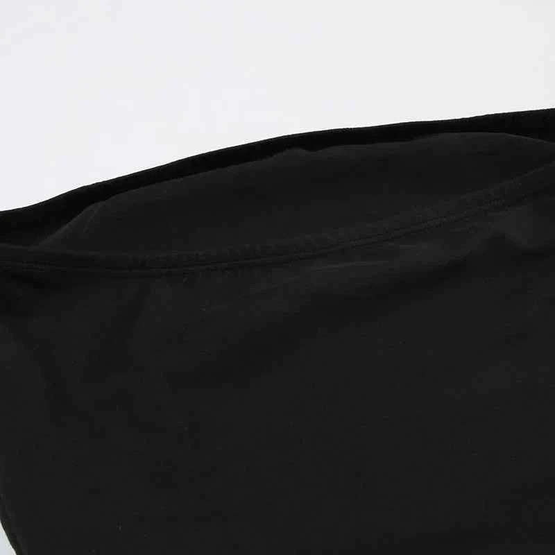 Gothic Print Black Strapless Tube Top Women Skinny Cropped Summer Casual Chic Graphic Tee Y2K Streetwear Basic Vest
