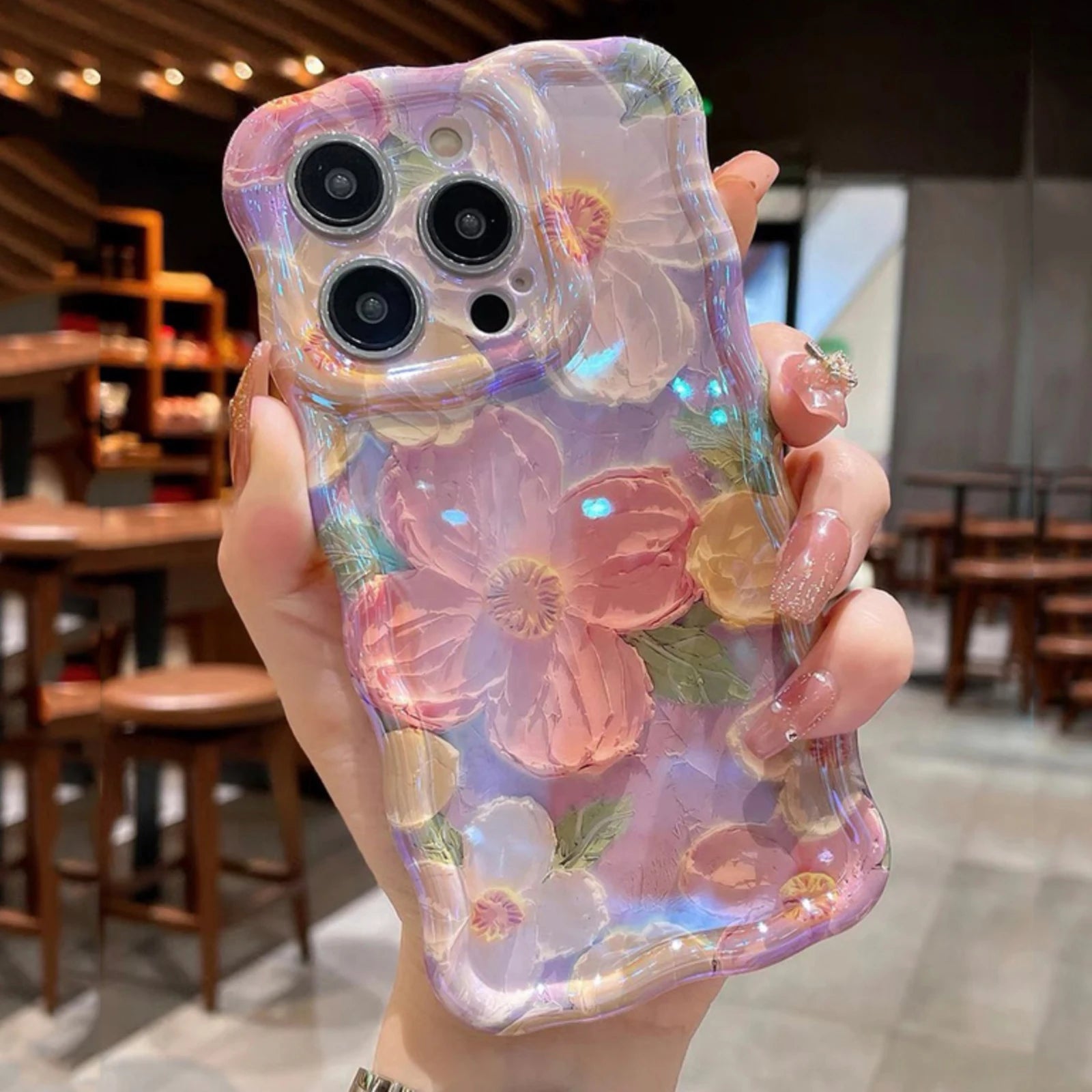 Blue Light Long-lasting Non-fading Anti-fingerprint Flower Phone Case for iPhone 17 16 15 14 13 12 11 Pro Max + Plus Back Cover