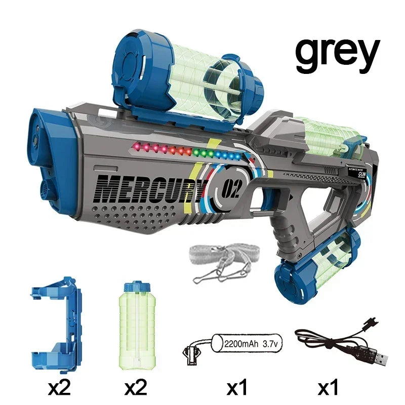 Fully Automatic Water Gun Continuous Water High Capacity Lighting and Sound Effects Outdoor Water Playing Toy for Kid Mercury M2