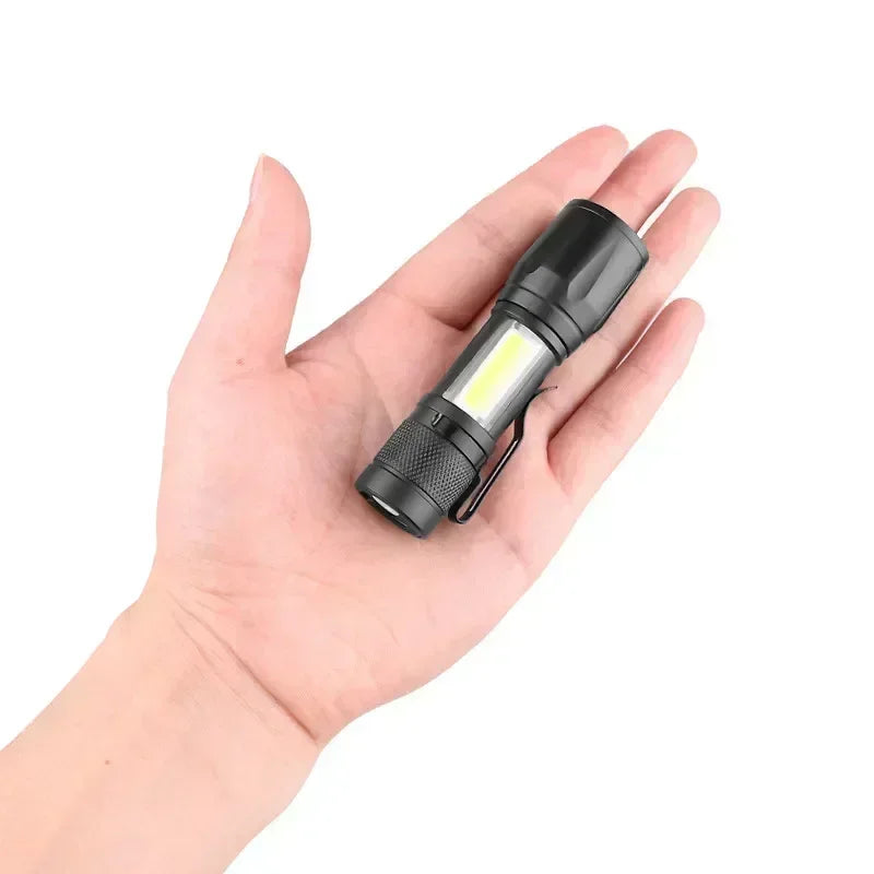 Rechargeable LED Pocket Flashlights with Pen Clip Zoom Mini Light 3 Lighting Mode with Side Lamp for Outdoor Camping Emer