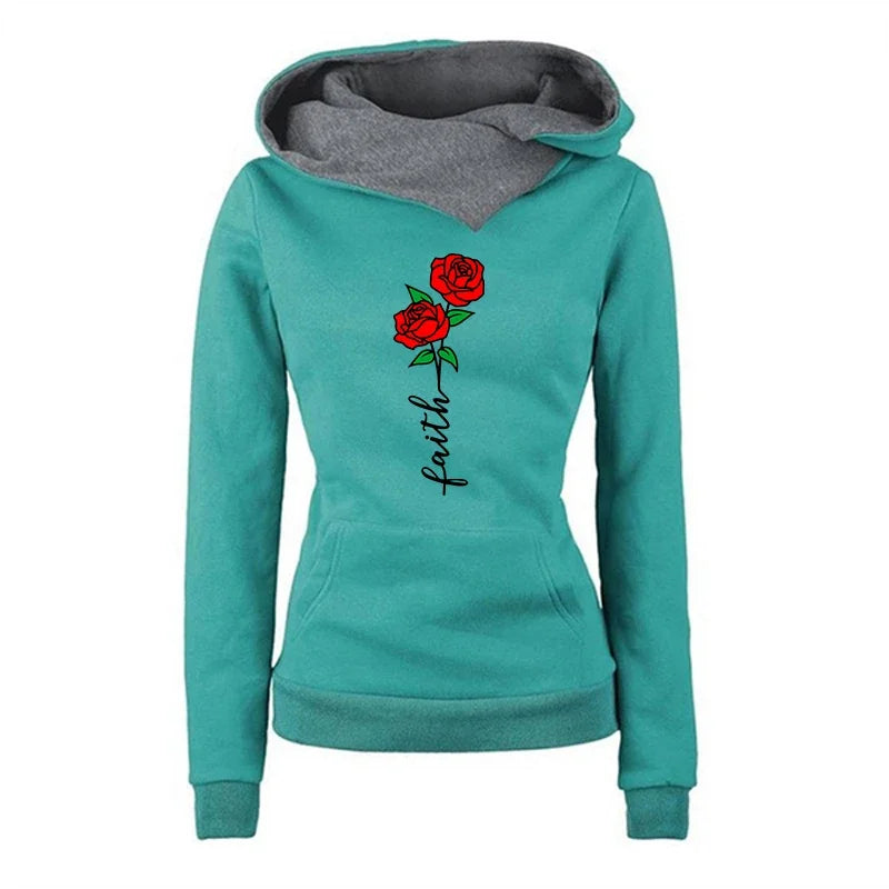 Beautiful flowers Printied Womens Hoodies Casual Versatile Sweatshirts  Jogging Fashion Pullovers Street Hot Sales Tops Clothing