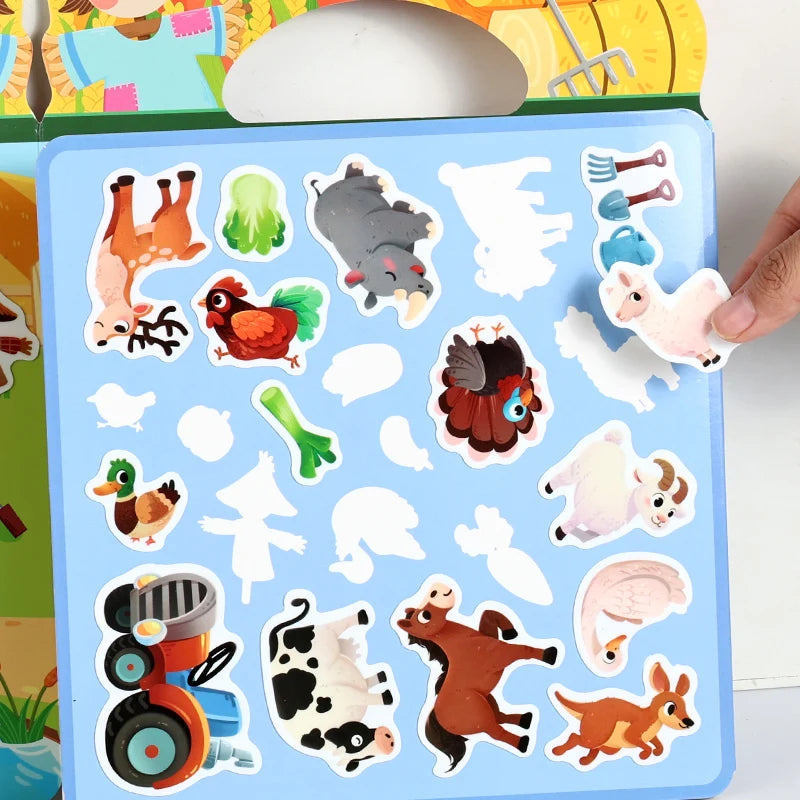 Kids' DIY Creative Jelly Sticker Book Reusable Portable Quiet Busy Paste Sticker Toy for Children