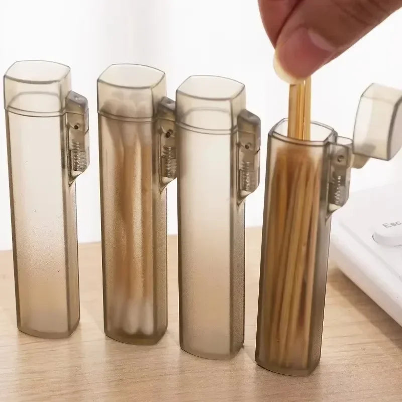Clear Travel Toothpick Case Reusable Cotton Swab Holder Portable Storage Box