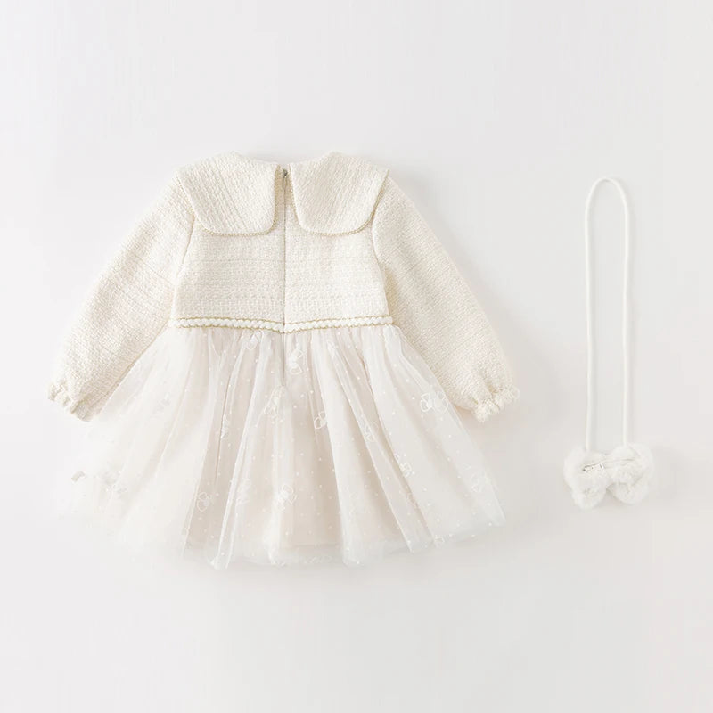 Dave Bella Girl's Dress Children's Autumn Winter Princess Dress Charm Sweet Classy Gentle Fashion Mesh Party DB4237805