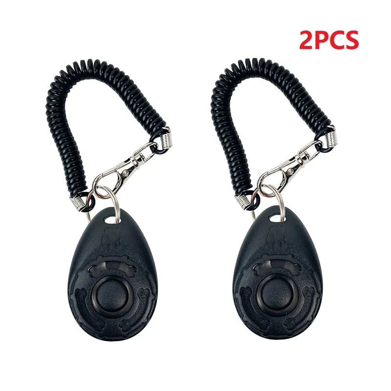 2PC Black Color Pet Training Clicker with Wrist Strap for Dogs and Cats