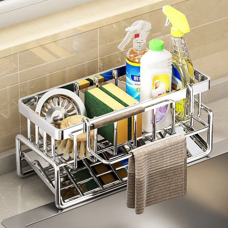 Stainless Steel Sink Caddy Rack – Drainage Sponge Holder