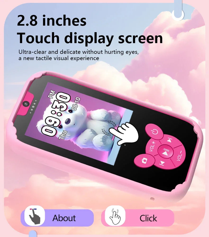 Interesting Kids Smart Learning Phone,8GB Memory Game Gift Educational Toy with Dual Camera &Music Player for Ages 3-12 Birthday