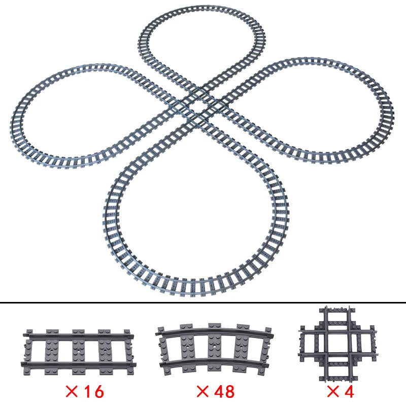 City High-tech Trains Flexible Tracks Forked Straight Curved Rails Crossing Switch Building Block Bricks Creative Toys for kids