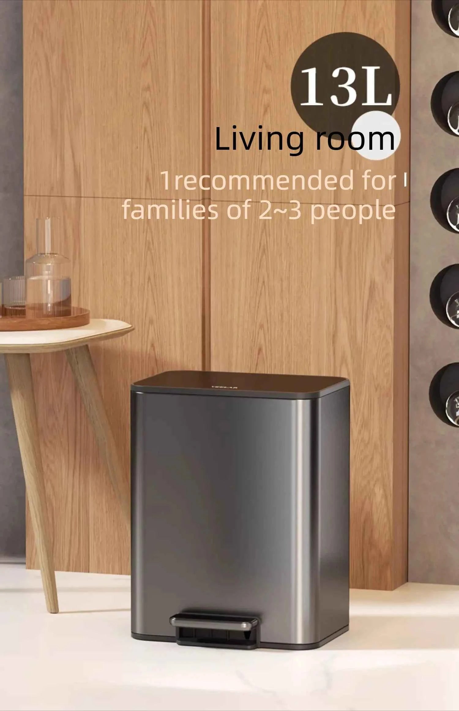 Kitchen Bin Large Large Capacity New Household Living Room Light Luxury High-grade Stainless Steel Italian Style Furniture