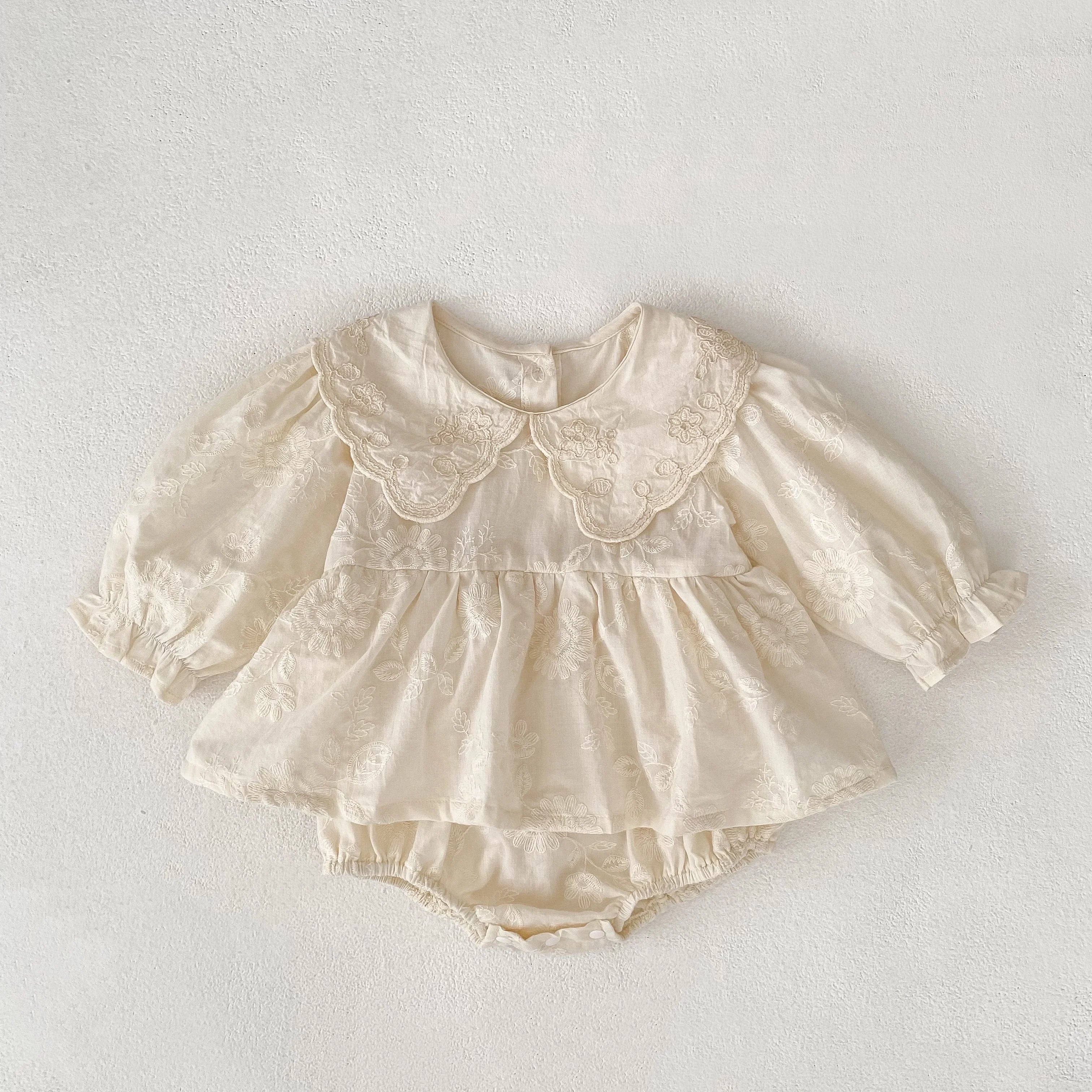 Autumn Baby Bodysuit Sisters Dress Flower Embroidery Dress Infant Girls Toddler Outfit  Baby Girls Rompers Family Sister Dress