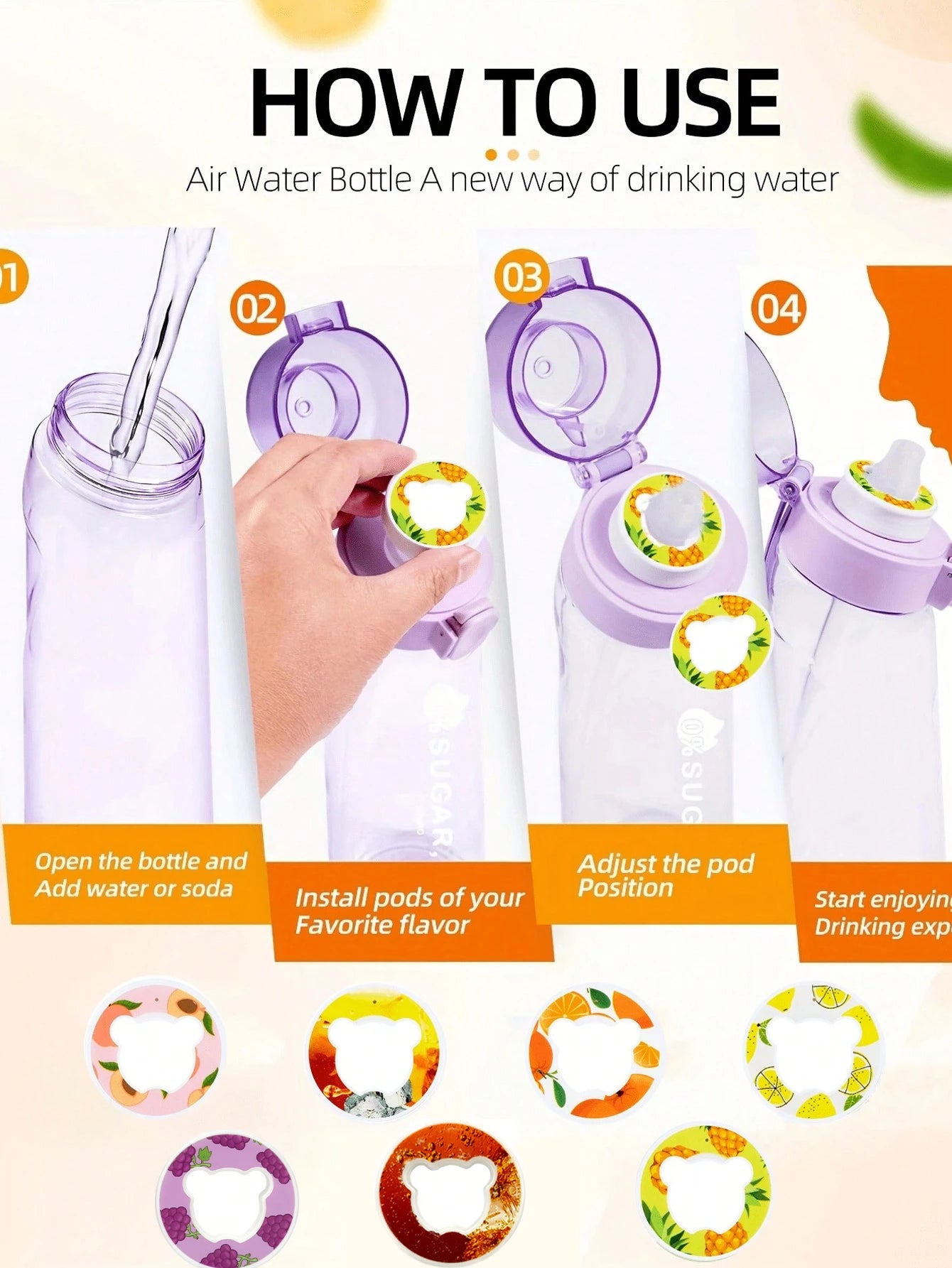 1pc Bear Shape Flavor Pods Scented Pods Creative Flavour Scent Pods 0 Sugar Used In Flavoured Drinking Bottle with Fragrance