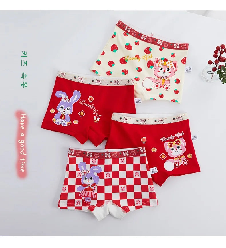 4PCS Soft Underwear Cartoon Children's Cotton Girl Panties Briefs Cute Shorts Panties for Girls Underwears Clothing Mother Kids