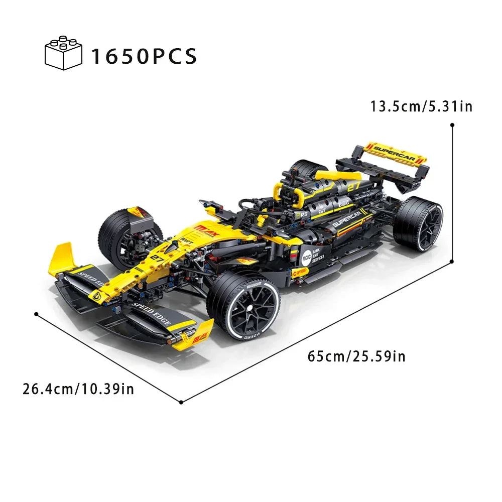 MOC Technical JKC7205 Racing 1:8 Racing Driver 27 Building Block Remote Control Lighting Racing Renault F1 Toy Kids Gift