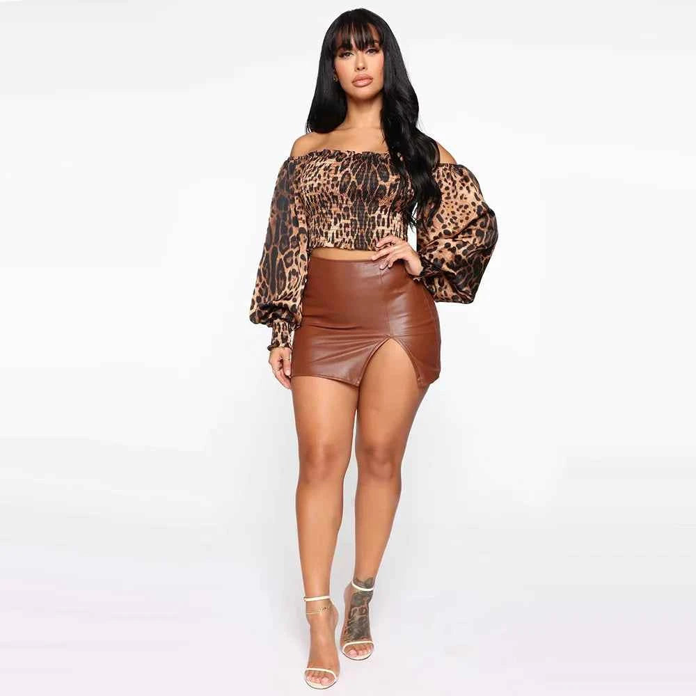 2025 Women Leather Night Clubwear Skirts Summer Pure Color PU-leather Zipper Sexy Hip Leather Mini Skirts