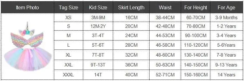 Baby Girls Unicorn Tutu Skirt Outfit for Kids Birthday Party Tulle Skirts Set Children Christmas Halloween Costumes with Wings