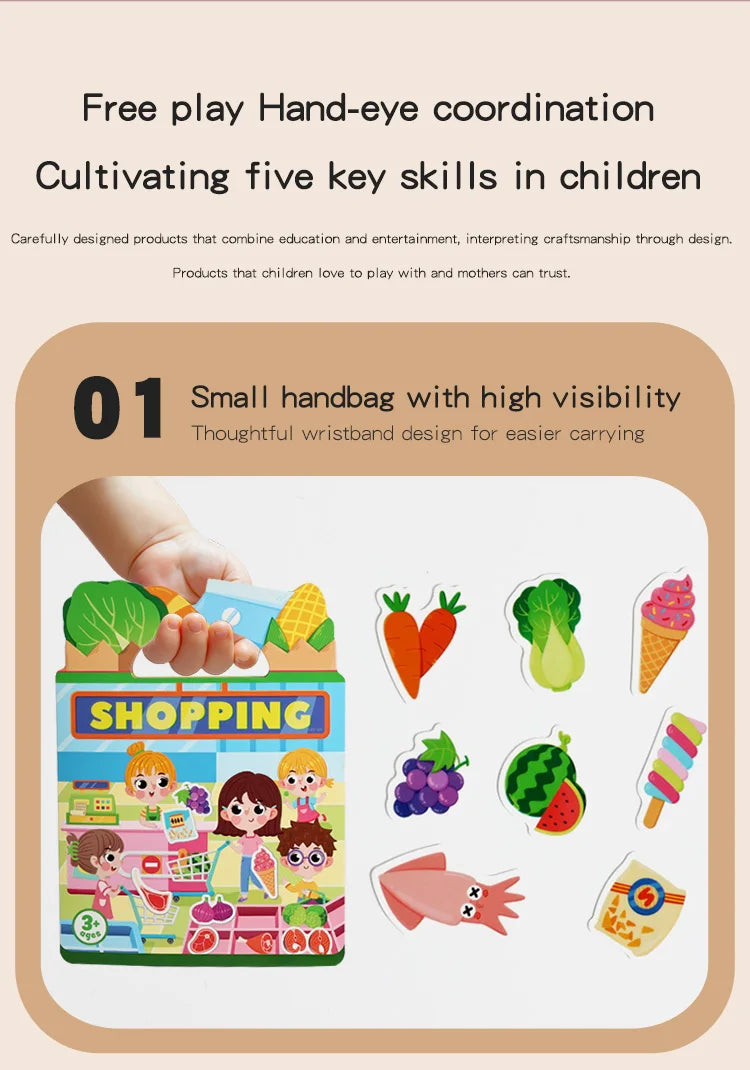 Kids' DIY Creative Jelly Sticker Book Reusable Portable Quiet Busy Paste Sticker Toy for Children