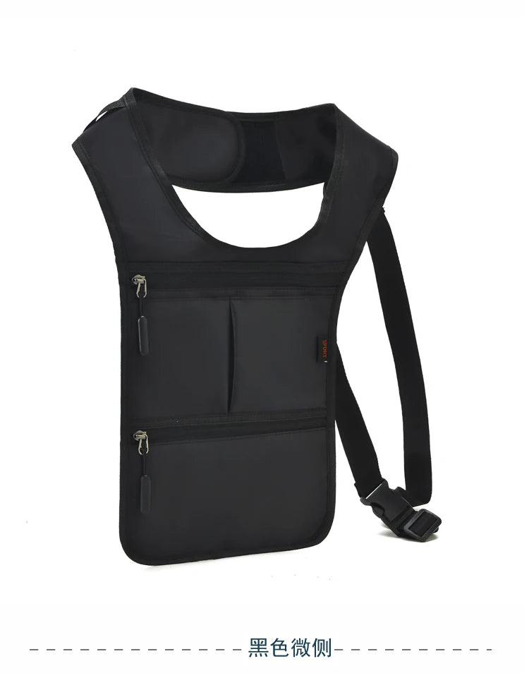 Fashion Casual Men's Tactical Waist Packs Underarm Bag Lightweight Nylon Close-fitting Hidden Vest Bag Functional Men Phone Bag