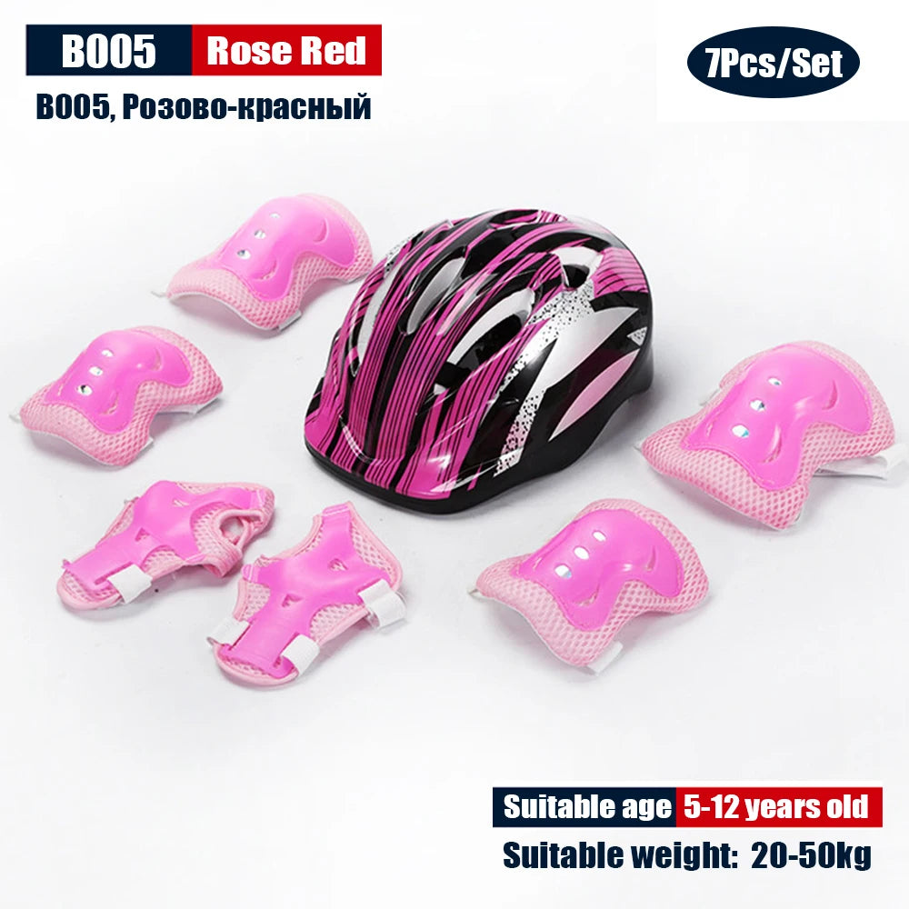 Kids Adjustable Helmet Protective Gear Set Sports Knee Elbow Wrist Pads for Children Boys Girls Bike Skateboard Scooter Roller