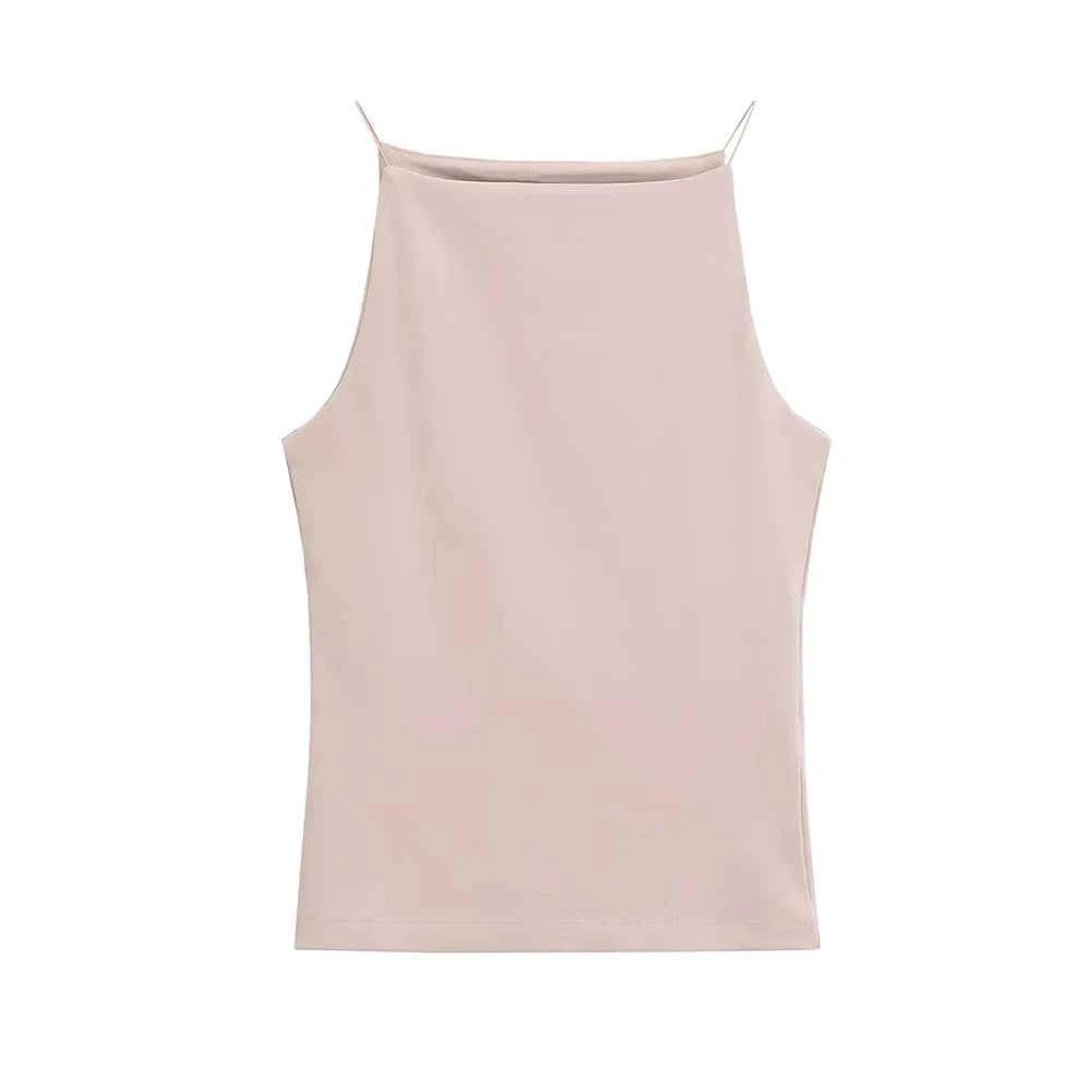 Women's Solid Color Halter Tank Top Sleeveless Vest Thin Straps Camisole Summer Casual Fashion Wear