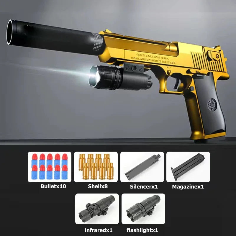 Desert Eagle Toy Gun Shell EjectionAirsoft Pistol Soft Foam Bullet Outdoor CS Weapon for Shooting Game Halloween Birthday Gift