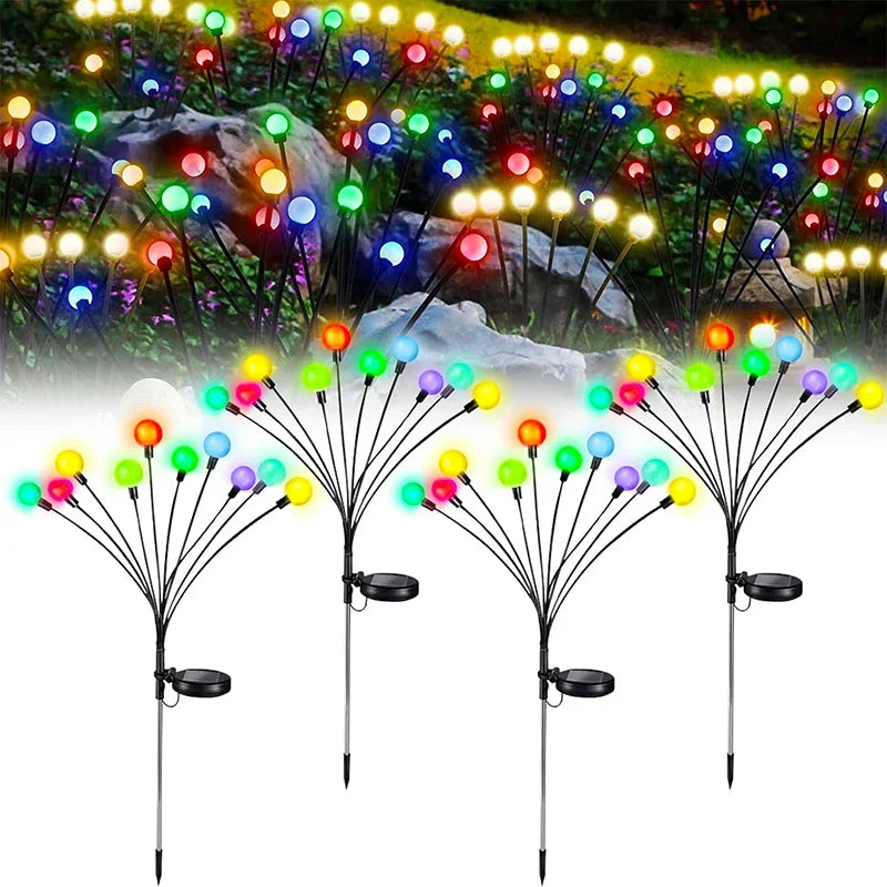 LED Solar Garden Lights Outdoor Firefly Lights Sway By Wind Waterproof for Garden Patio Pathway Fairy Decoration