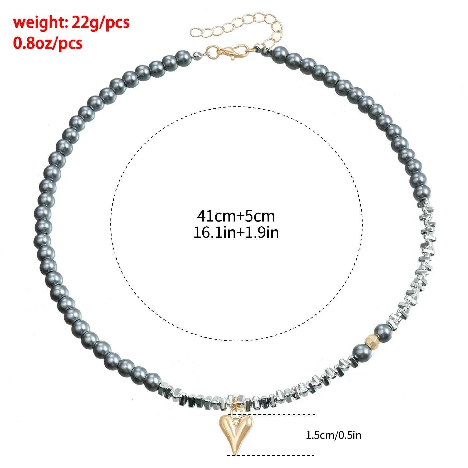Y2K Heart Beaded Necklace Women Boho Crystal Class Gravel Clavicle Chain Cool Y2K Choker Exquisite Fashion Jewelry