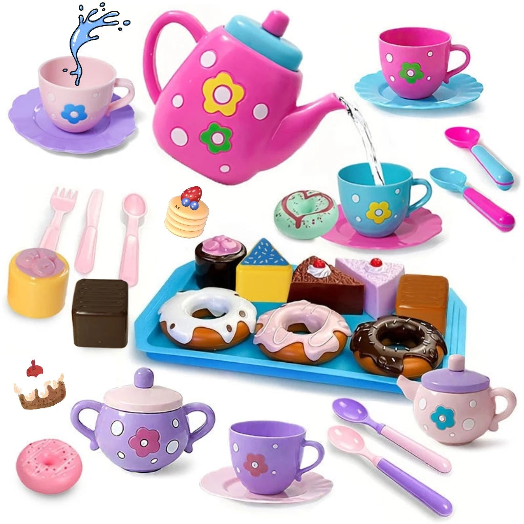 Tea set for girls, tea party set, tea set for kids including kettle, cookies, food for kids, gifts for boys and girls