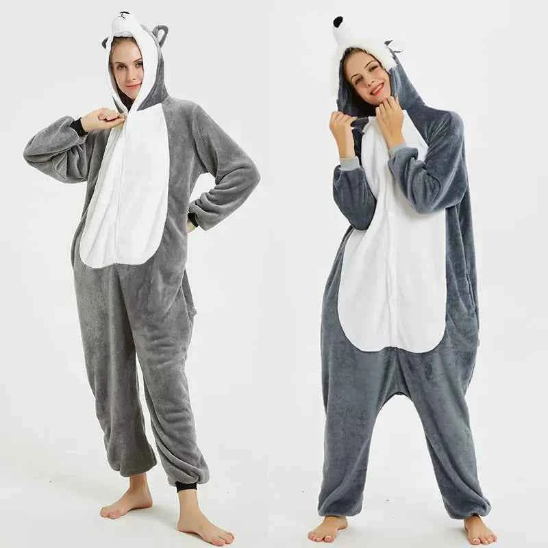 Adults Animal Onesies Unicorn Pajamas Couple Sleepwear Women Men Winter Unisex Kigurumi Costumes Cartoon Flannel Rabbit Pajamas